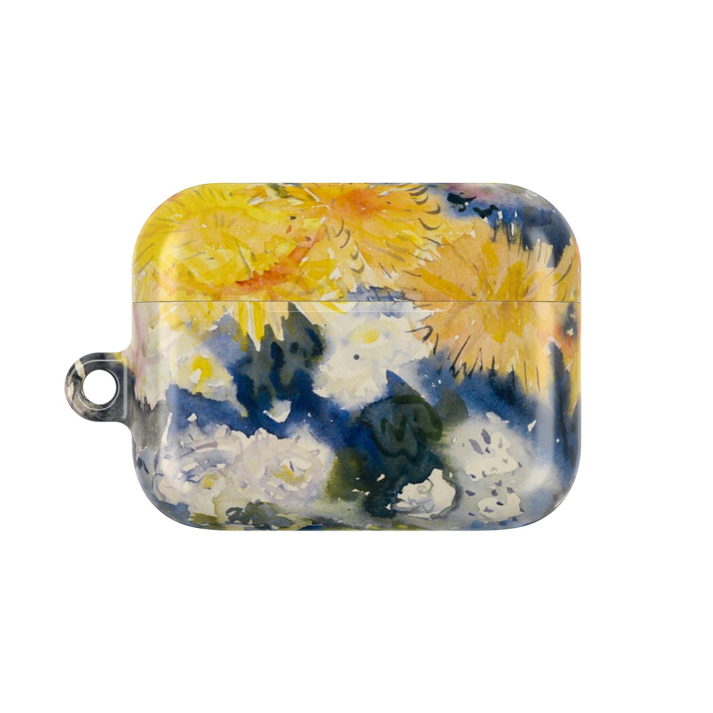 Floral Watercolor AirPod Case — Yellow Blue Sunflower Art Protective Cover