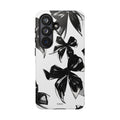 Floral Brushstroke Phone Case — Black & White Botanical Tough Case