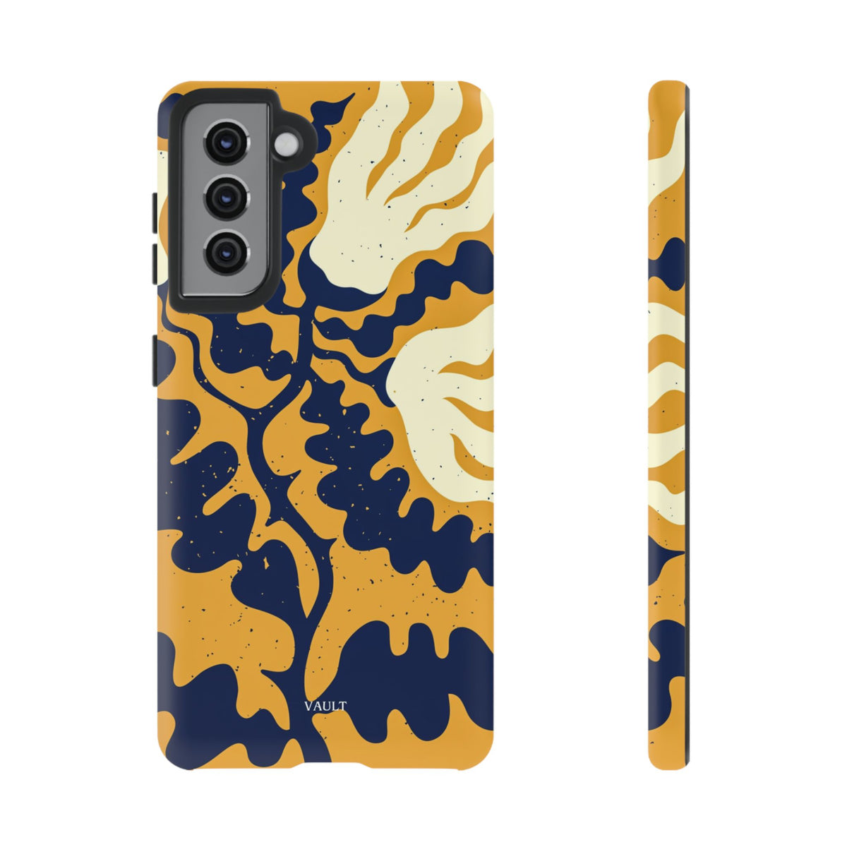 Bold Abstract Floral Phone Case (Navy & Mustard)