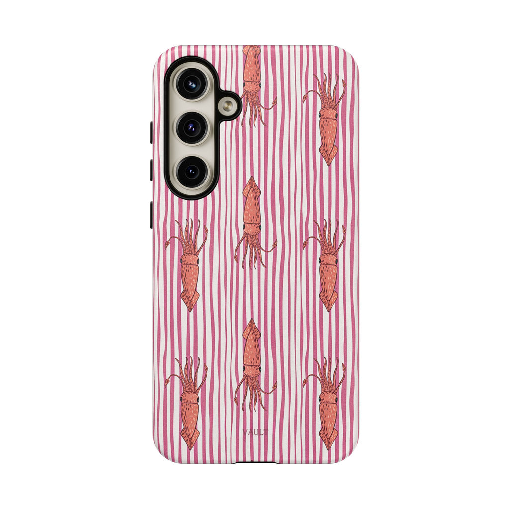 Squid Stripe Phone Case — Pink Nautical Sea Creature Pattern