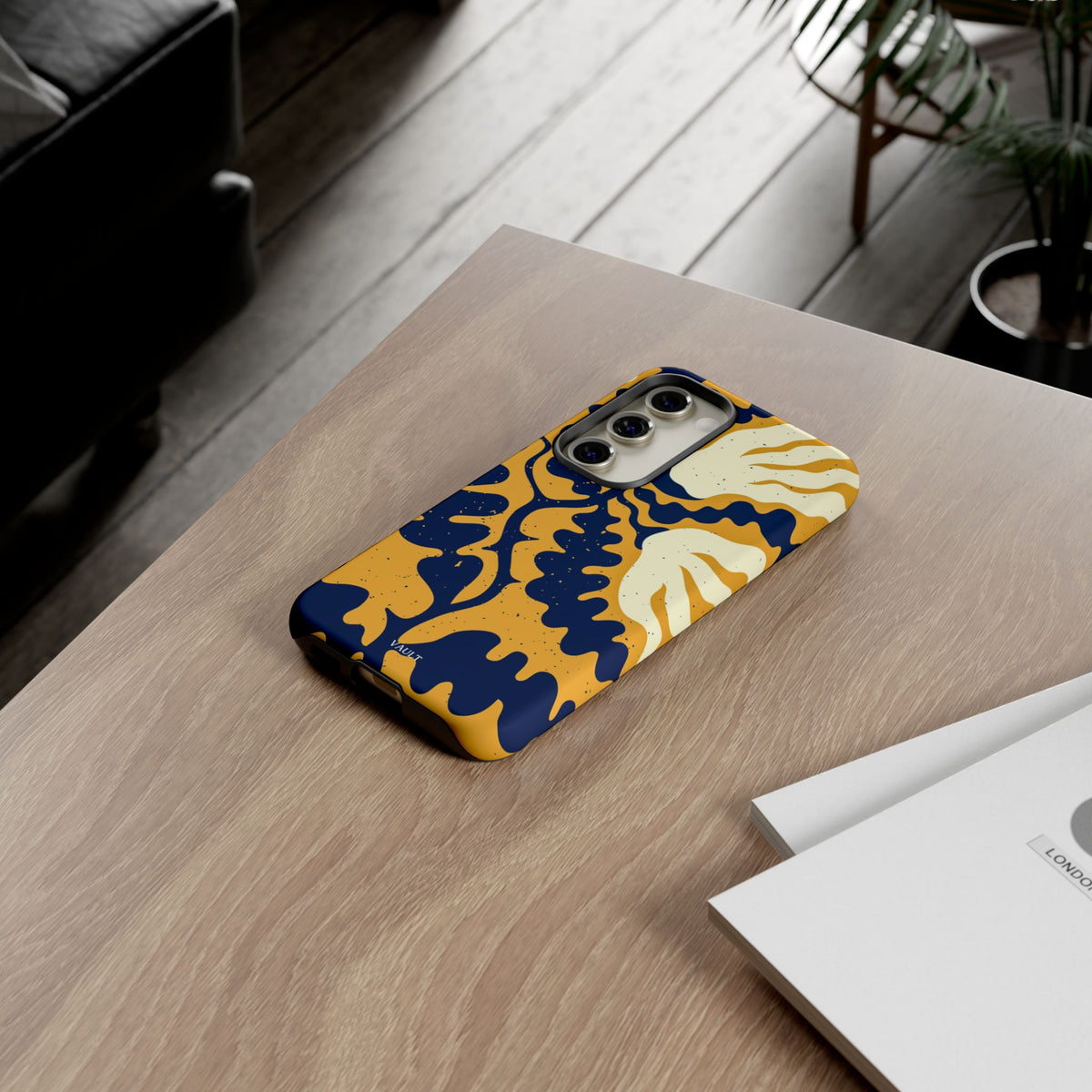 Bold Abstract Floral Phone Case (Navy & Mustard)