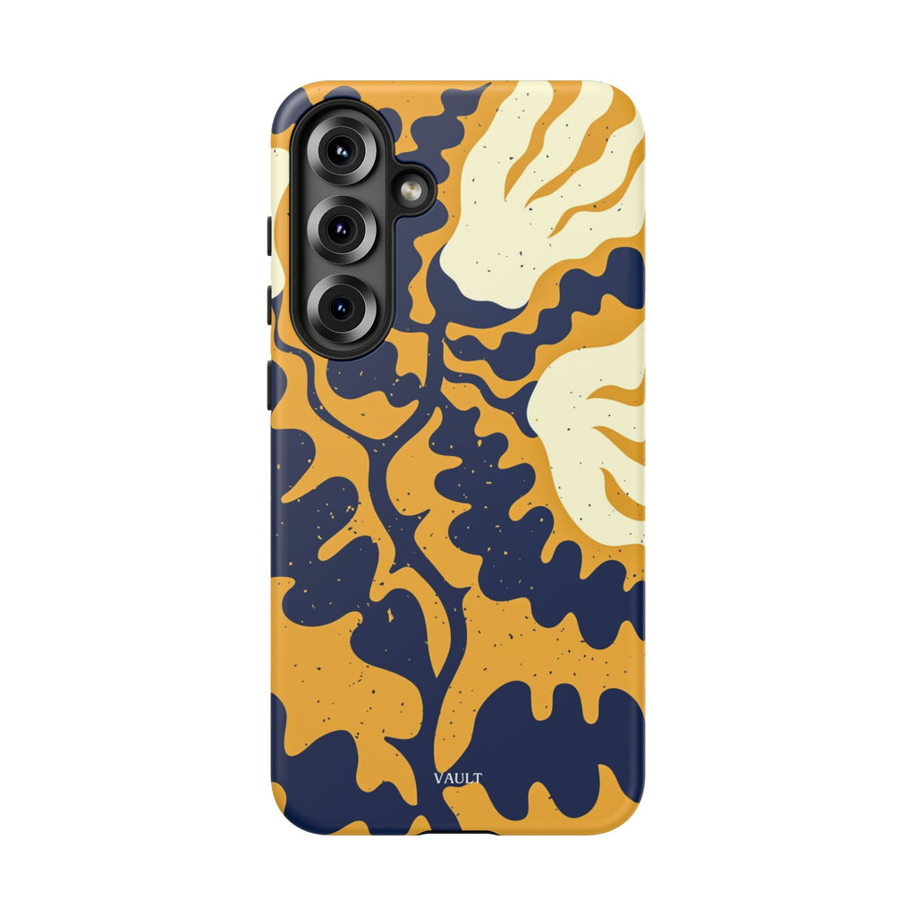 Bold Abstract Floral Phone Case (Navy & Mustard)