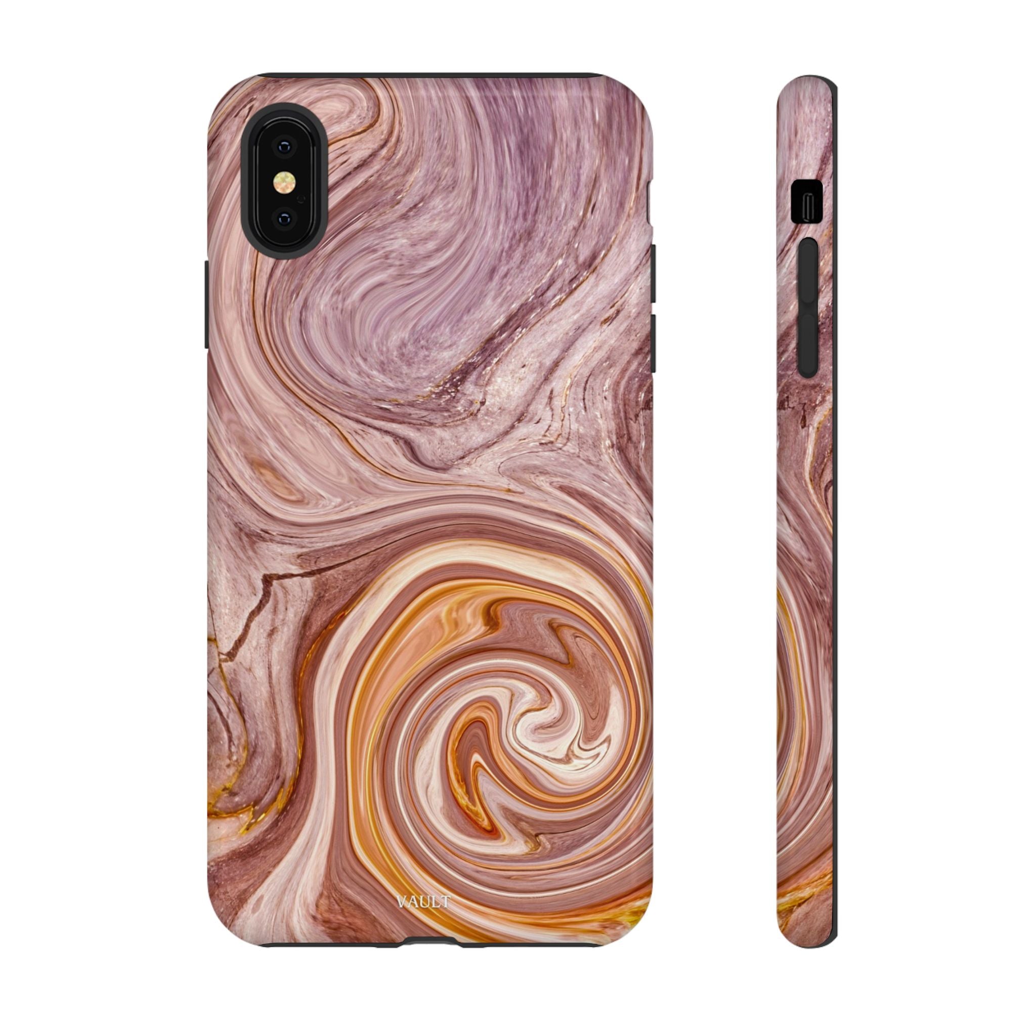 Marble Swirl Phone Case — Pink & Gold Abstract Tough Case