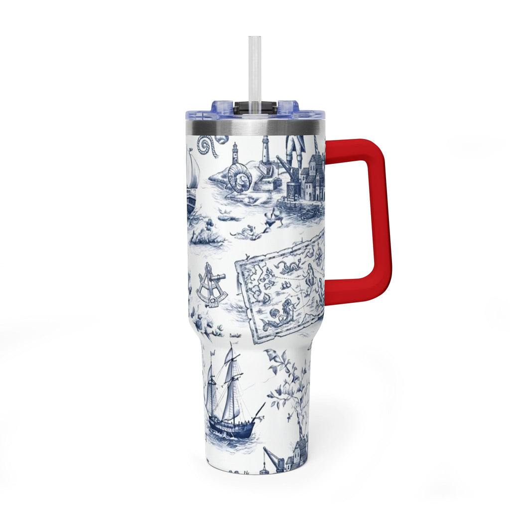 Nautical Blue Toile 40oz Thermal Tumbler