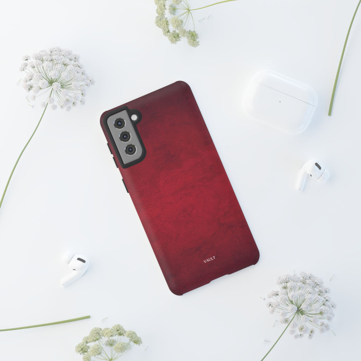 Red Leather Texture Phone Case Impact-Resistant Case