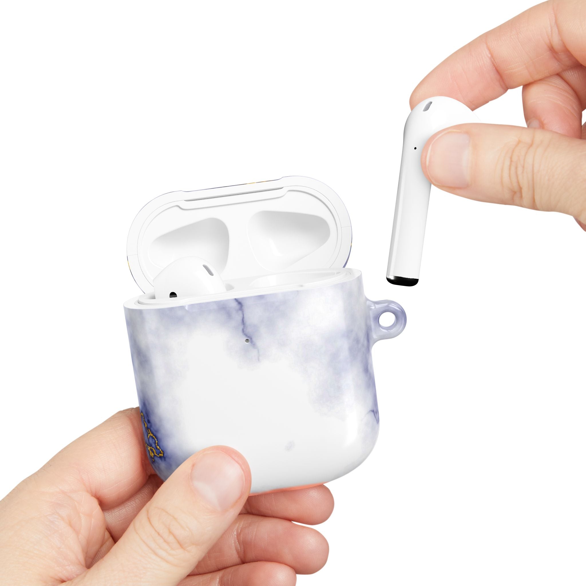 Marble Purple AirPod Case with Gold Veining — Elegant Protective Cover