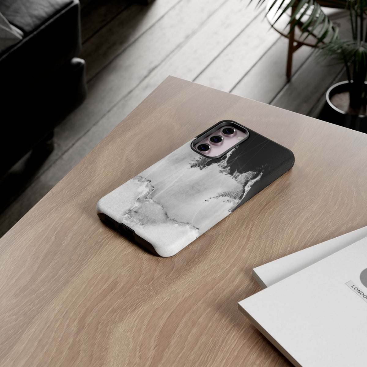 Marble Ink Tough Case — Black & White Abstract Phone Cover