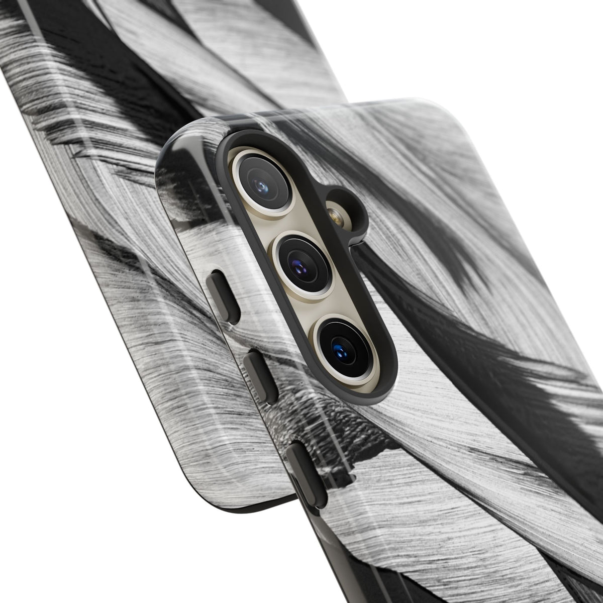 Monochrome Tropical Leaf Tough Phone Case — Black & White Botanical Protective Cover