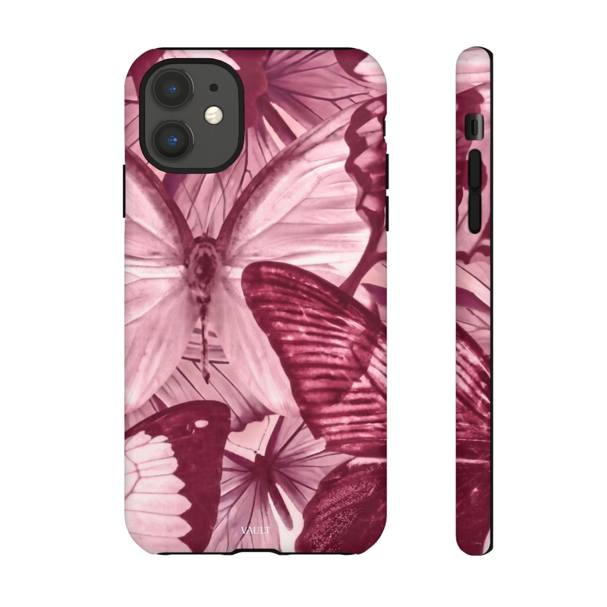 Butterfly Tough Phone Case — Vintage Pink Floral Protective Cover