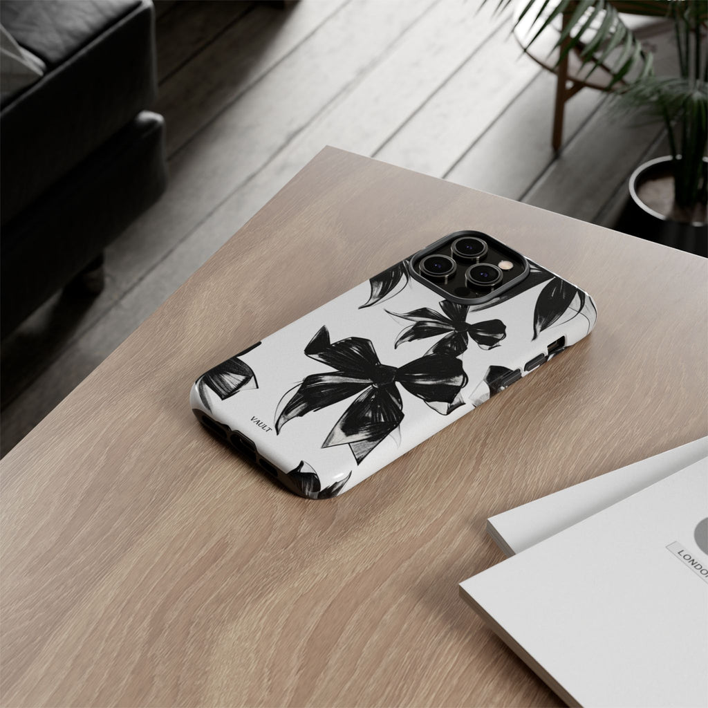 Floral Brushstroke Phone Case — Black & White Botanical Tough Case