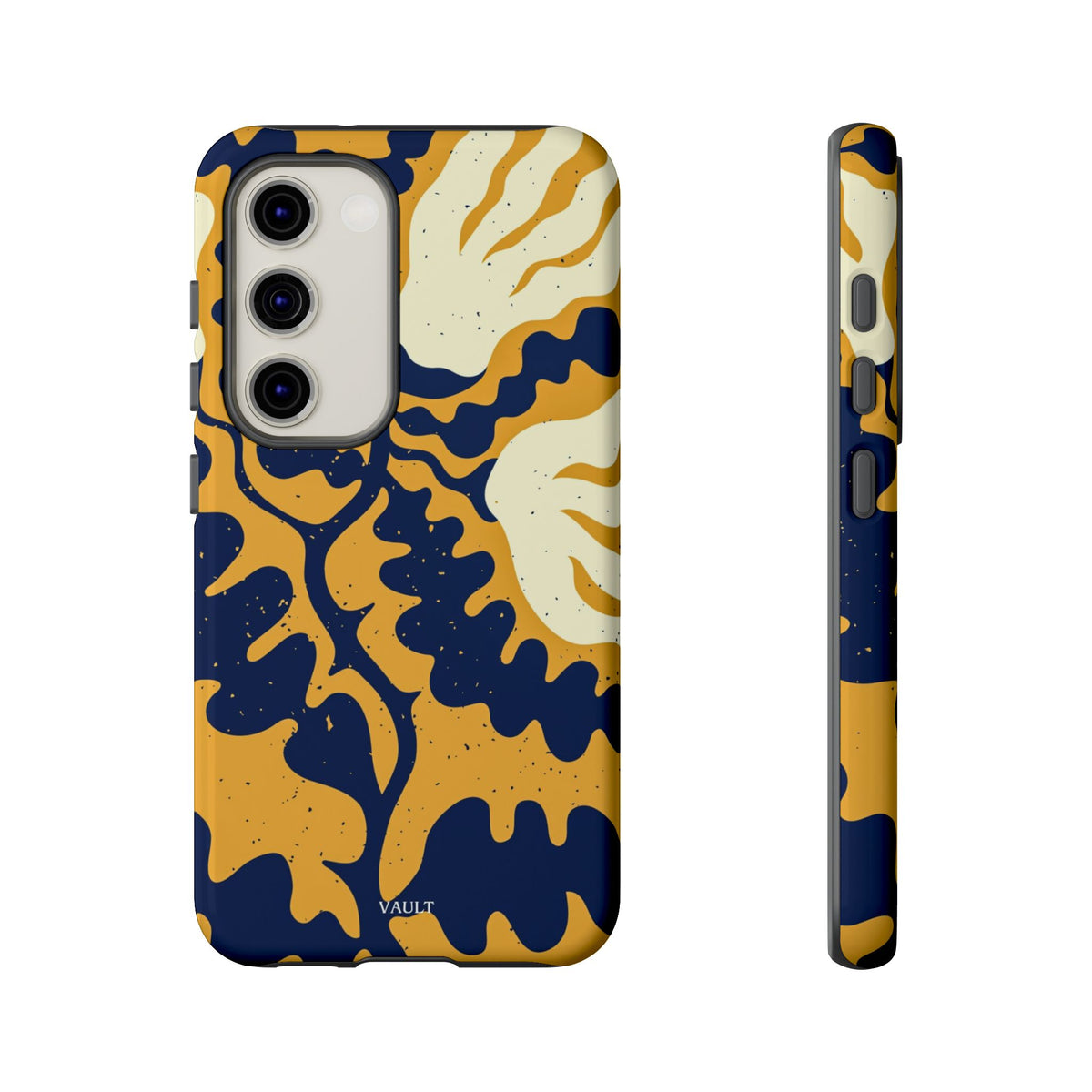 Bold Abstract Floral Phone Case (Navy & Mustard)