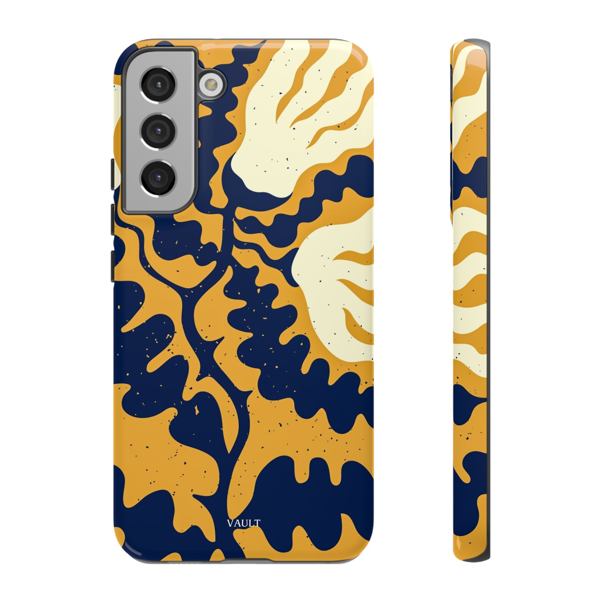 Bold Abstract Floral Phone Case (Navy & Mustard)