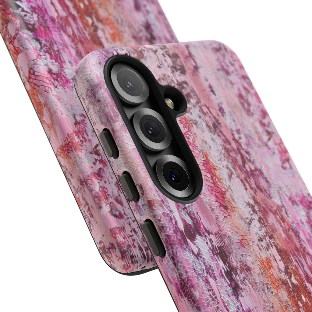 Pink Abstract Art Tough Phone Case — Protective Artistic Phone Cover