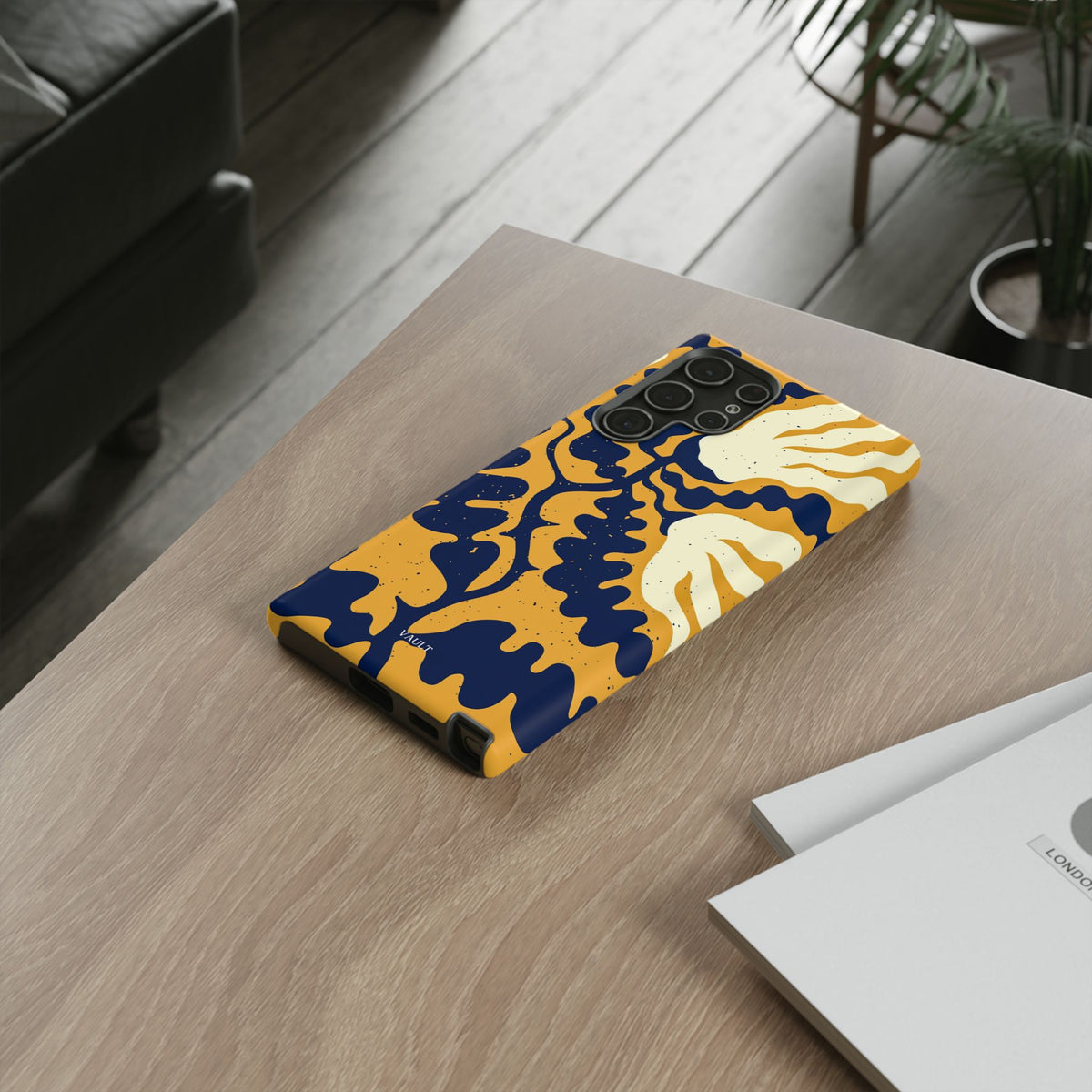 Bold Abstract Floral Phone Case (Navy & Mustard)