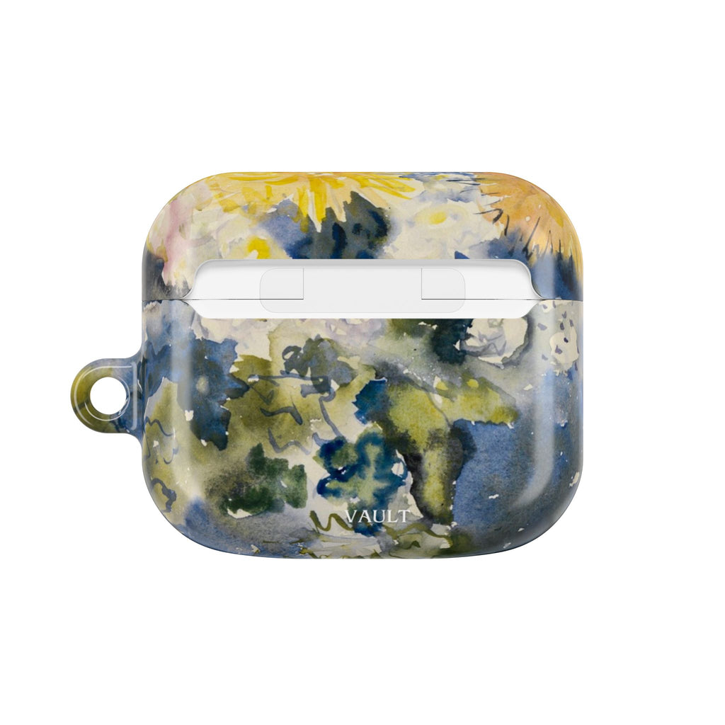 Floral Watercolor AirPod Case — Yellow Blue Sunflower Art Protective Cover