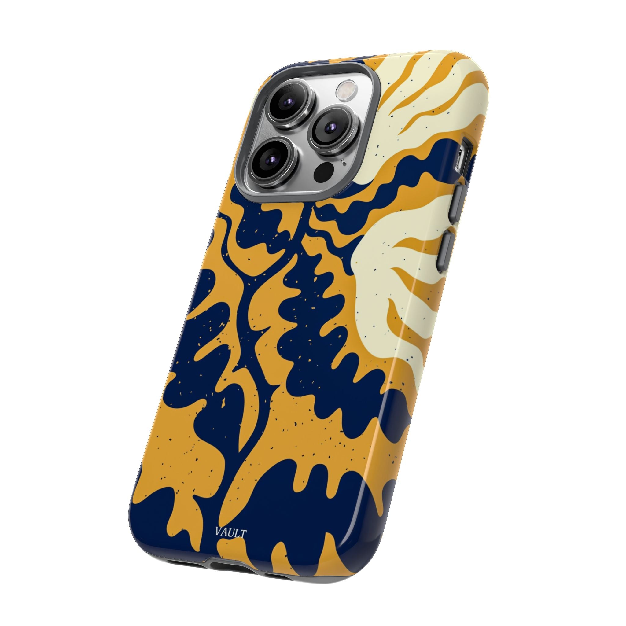 Bold Abstract Floral Phone Case (Navy & Mustard)