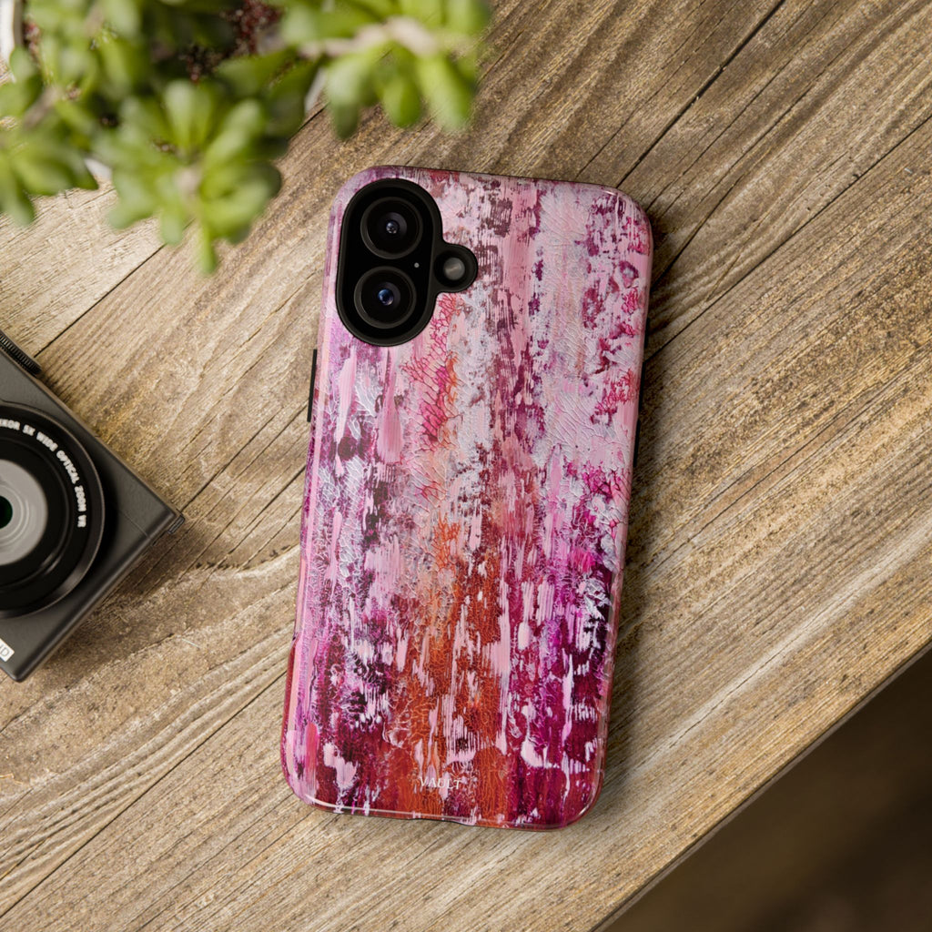 Pink Abstract Art Tough Phone Case — Protective Artistic Phone Cover