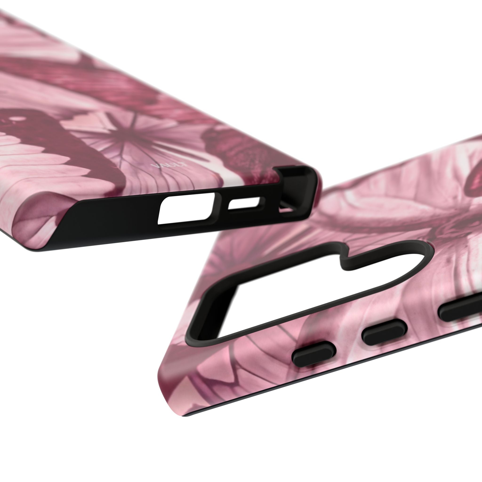 Butterfly Tough Phone Case — Vintage Pink Floral Protective Cover