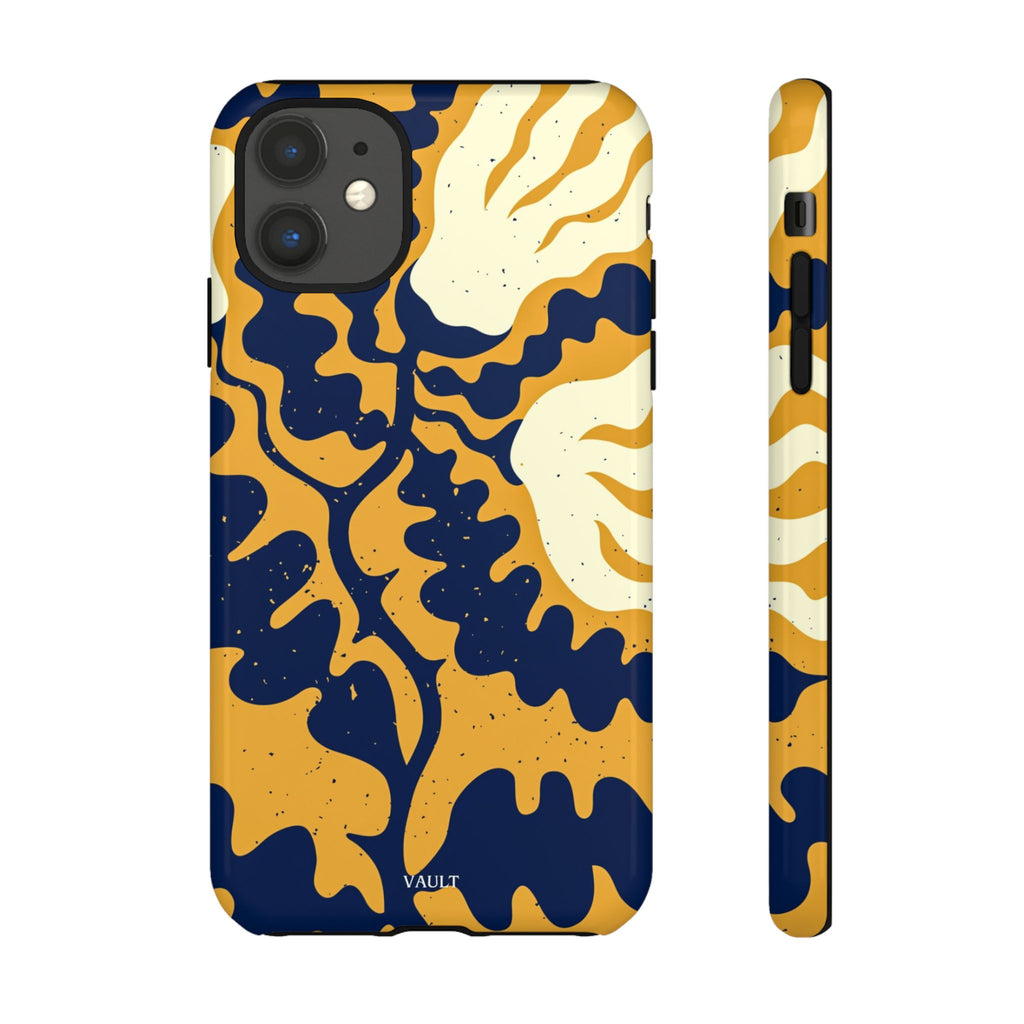 Bold Abstract Floral Phone Case (Navy & Mustard)