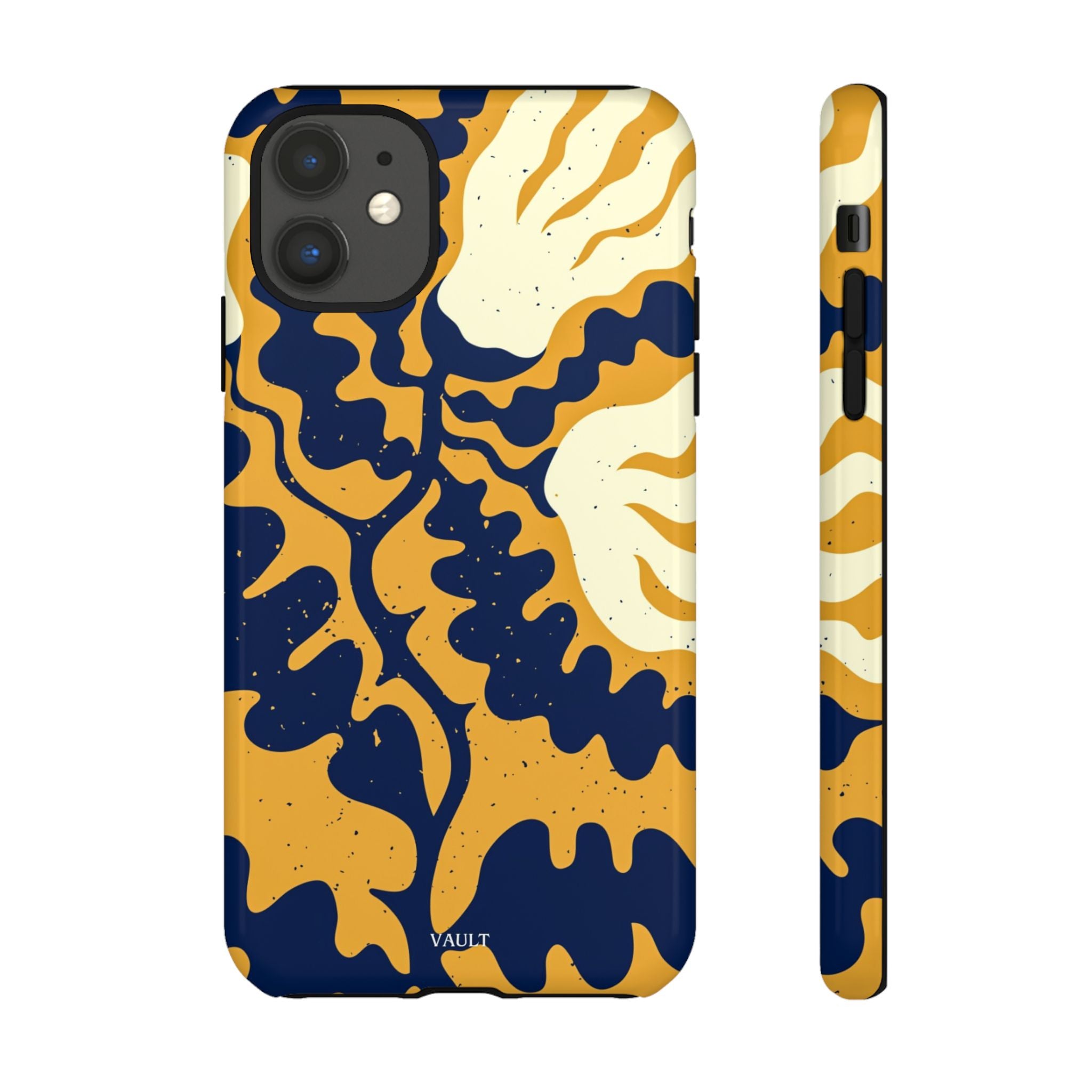 Bold Abstract Floral Phone Case (Navy & Mustard)