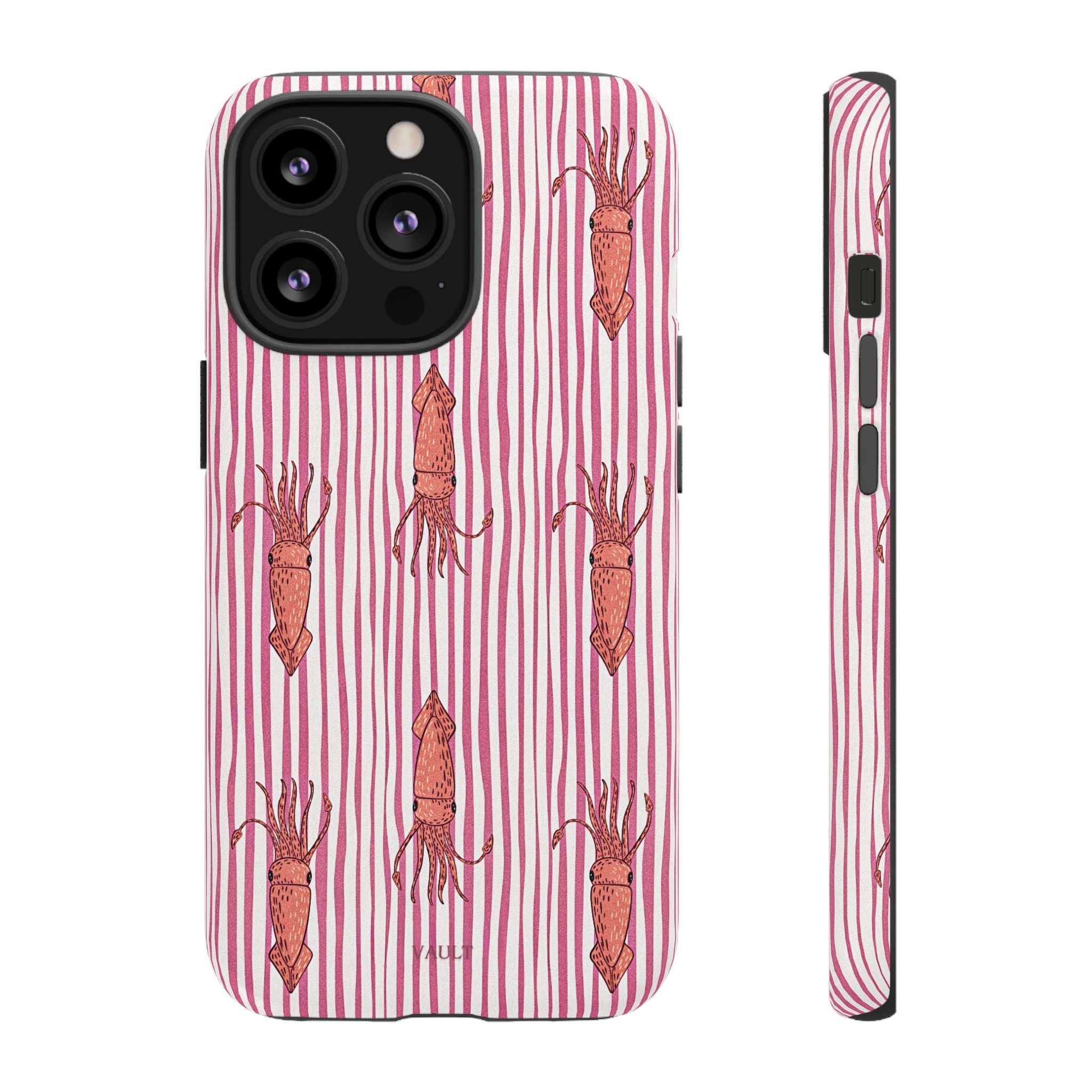 Squid Stripe Phone Case — Pink Nautical Sea Creature Pattern