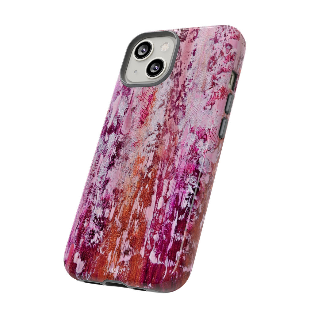 Pink Abstract Art Tough Phone Case — Protective Artistic Phone Cover