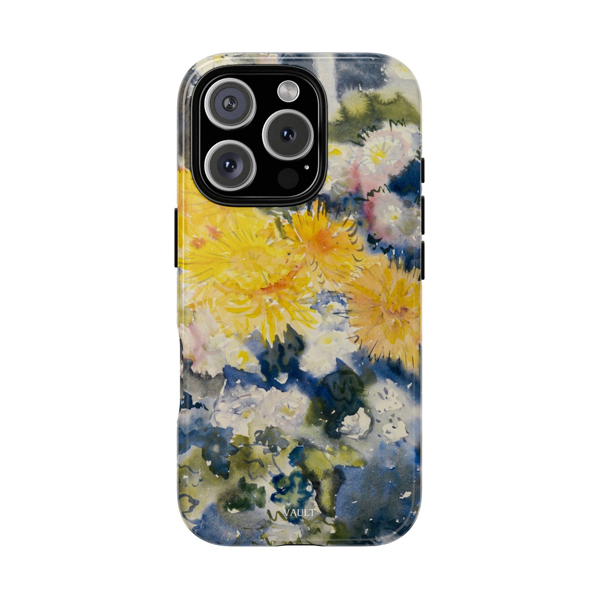 Floral Watercolor Phone Case – Yellow Chrysanthemums Design