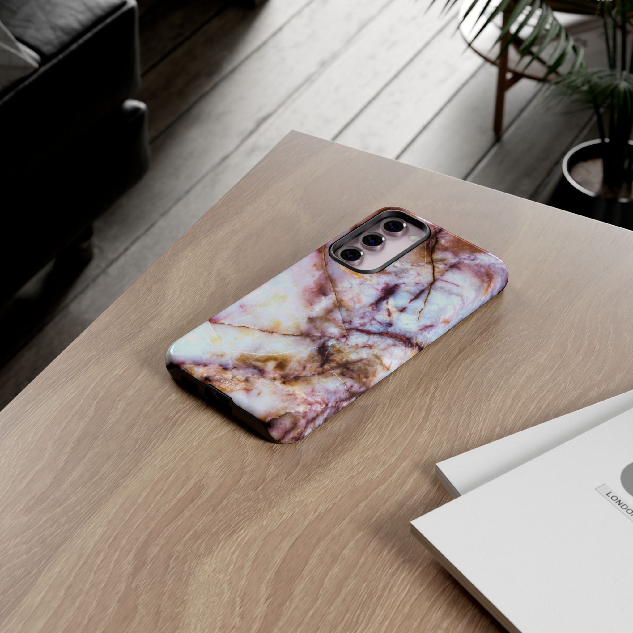 Marble Vein Tough Phone Case — Pink Quartz Protective Cover