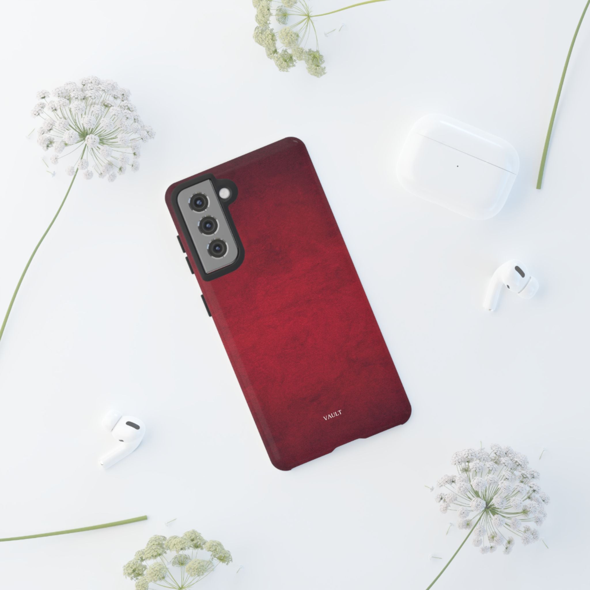 Red Leather Texture Phone Case Impact-Resistant Case