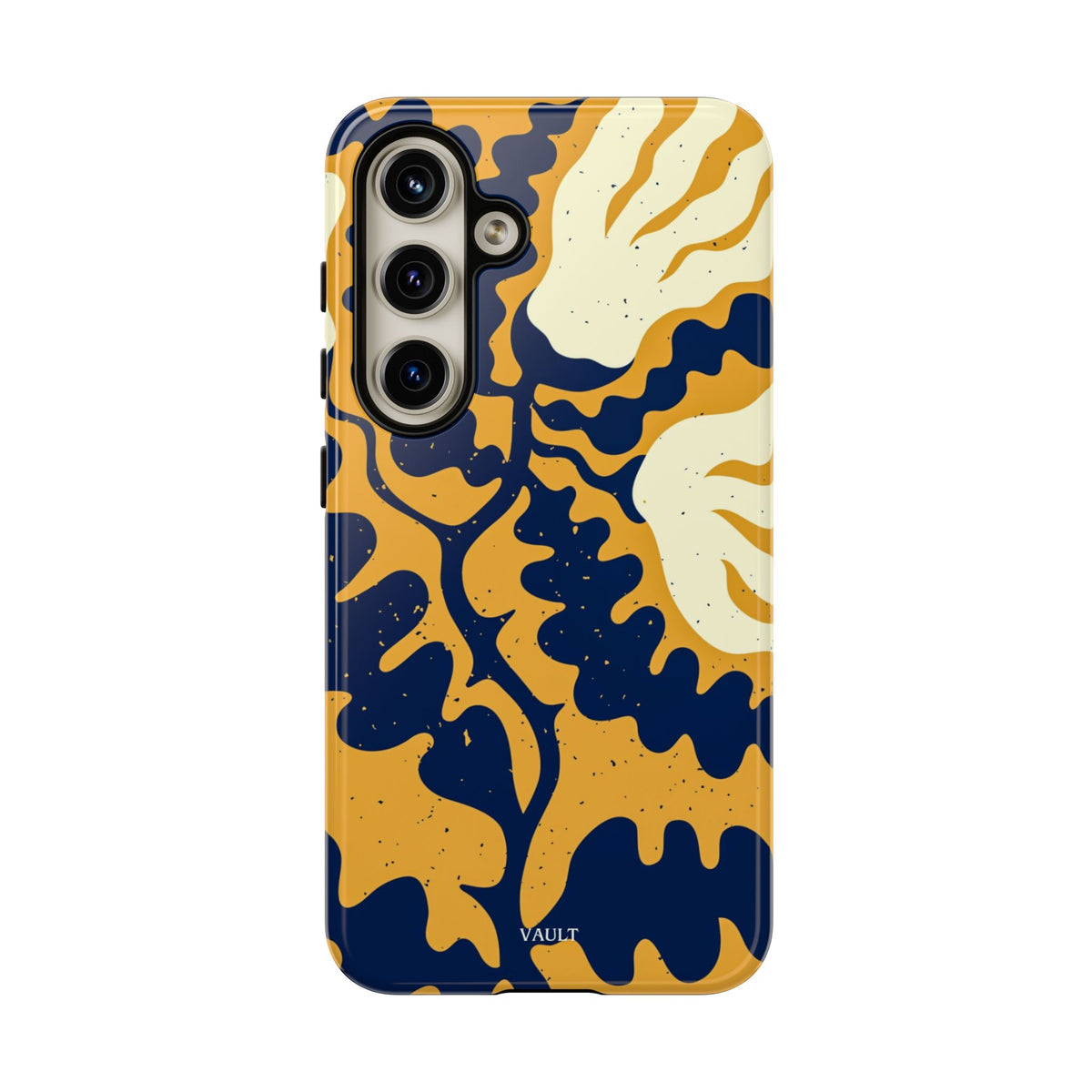 Bold Abstract Floral Phone Case (Navy & Mustard)