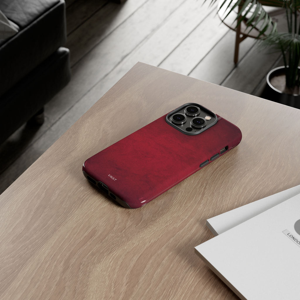 Red Leather Texture Phone Case Impact-Resistant Case