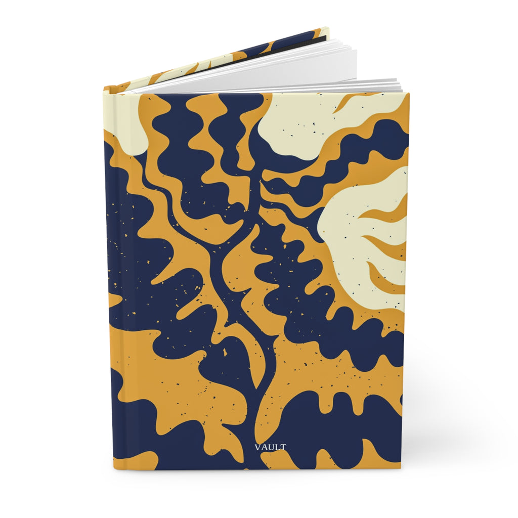 Hardcover Journal — Abstract Organic Navy & Mustard Pattern
