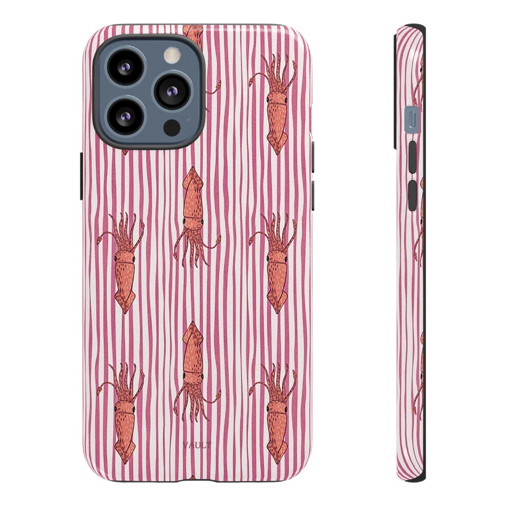 Squid Stripe Phone Case — Pink Nautical Sea Creature Pattern