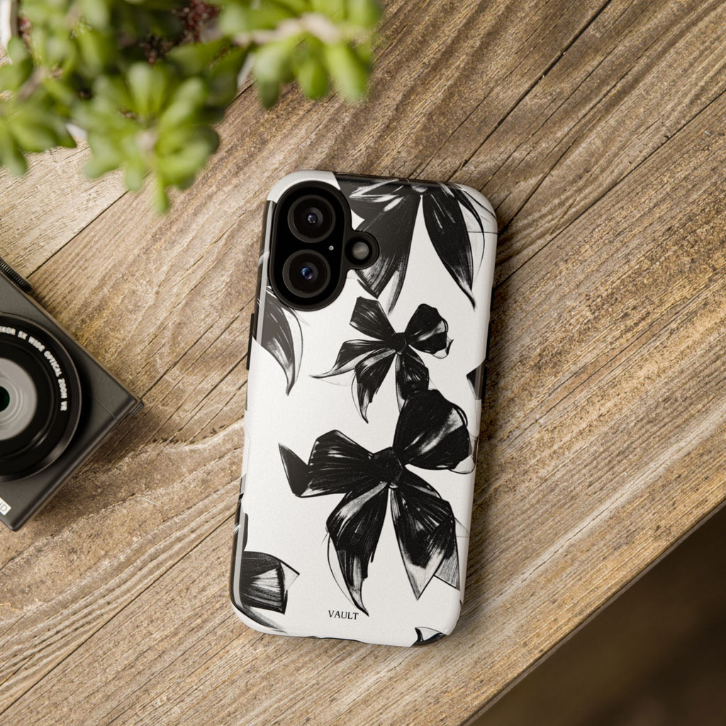 Floral Brushstroke Phone Case — Black & White Botanical Tough Case