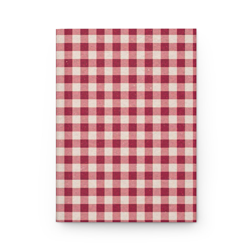 Plaid Hardcover Journal — Red Gingham Notebook for Fall, Rustic Farmhouse Writing Journal