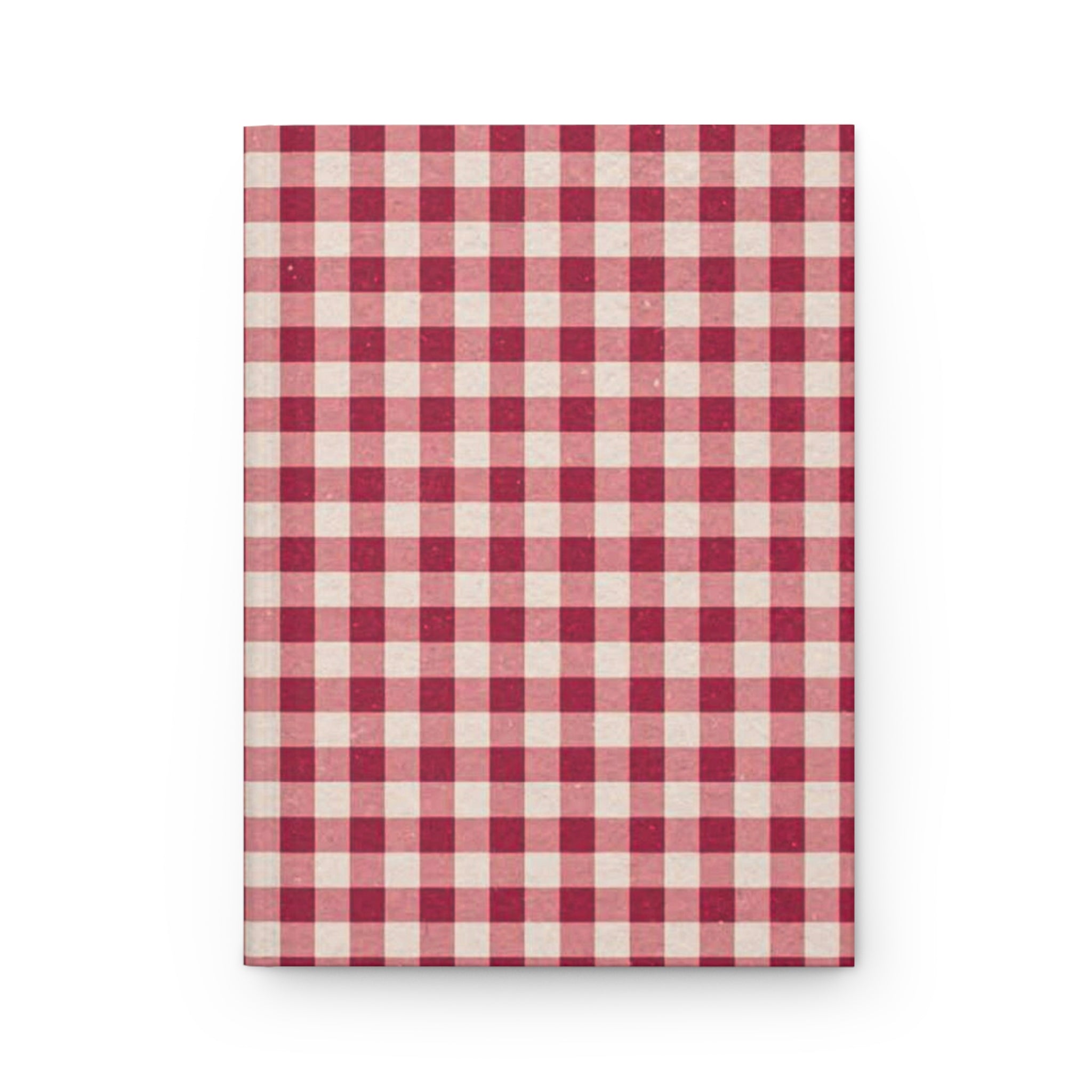 Plaid Hardcover Journal — Red Gingham Notebook for Fall, Rustic Farmhouse Writing Journal