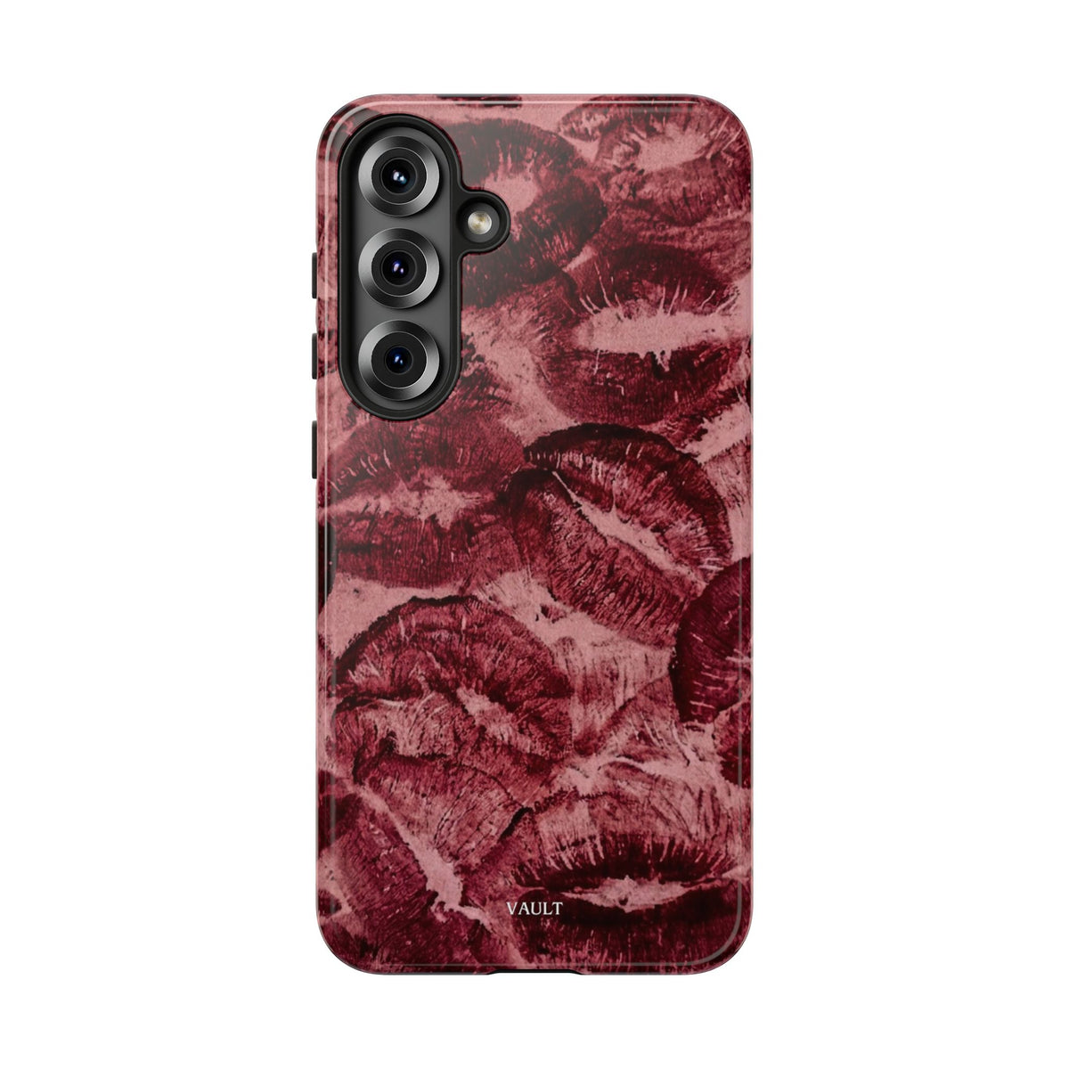 Kiss Print Phone Case – Burgundy Lip Pattern Protective Phone Cover