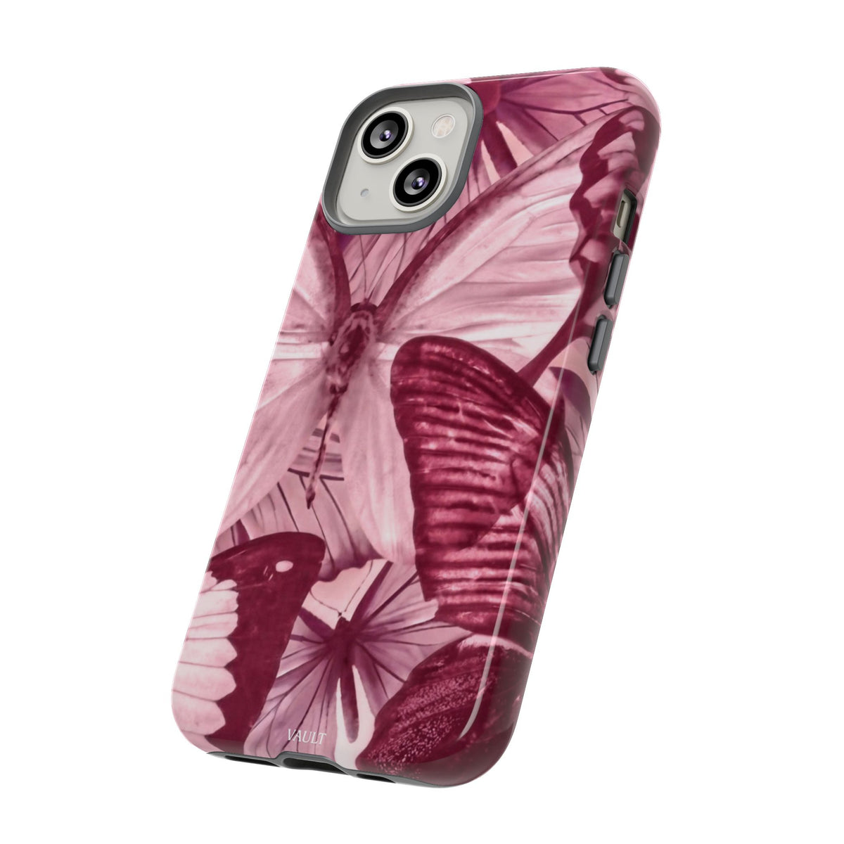 Butterfly Tough Phone Case — Vintage Pink Floral Protective Cover
