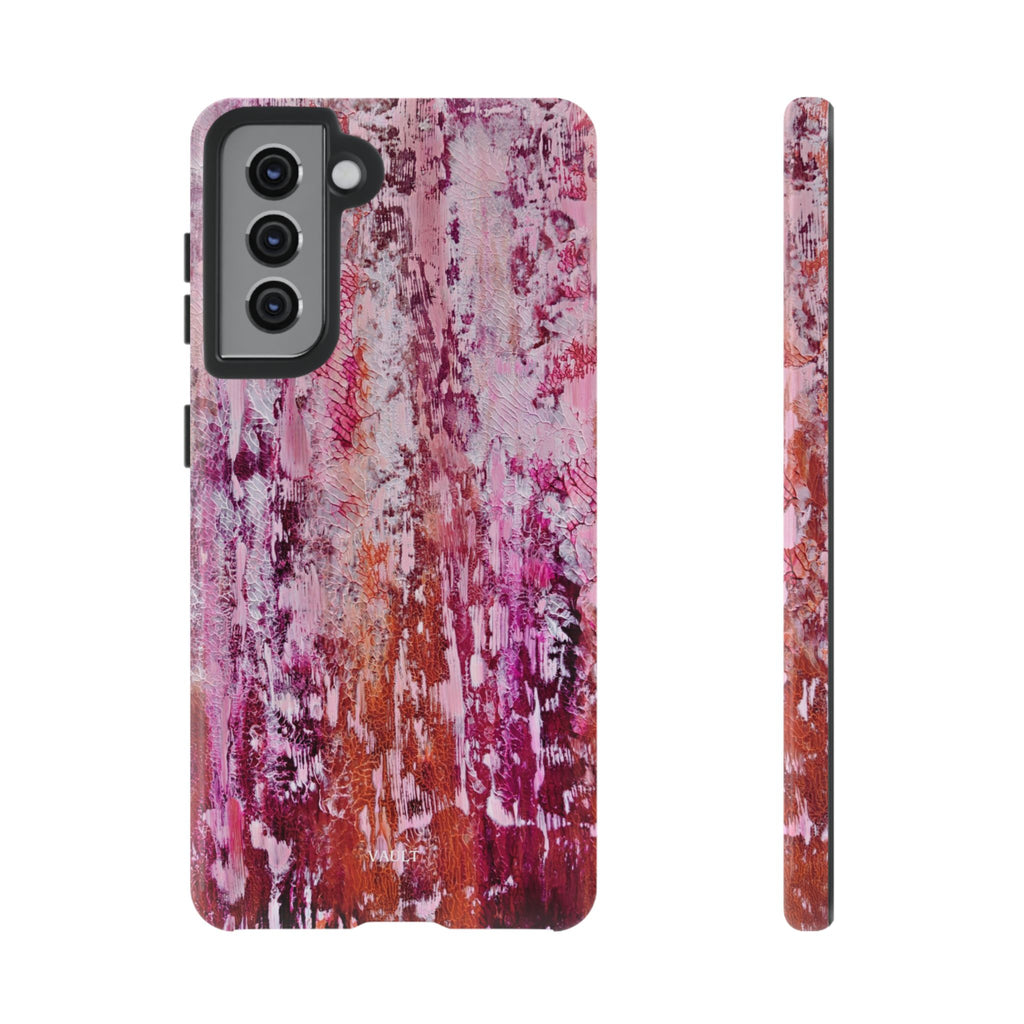 Pink Abstract Art Tough Phone Case — Protective Artistic Phone Cover