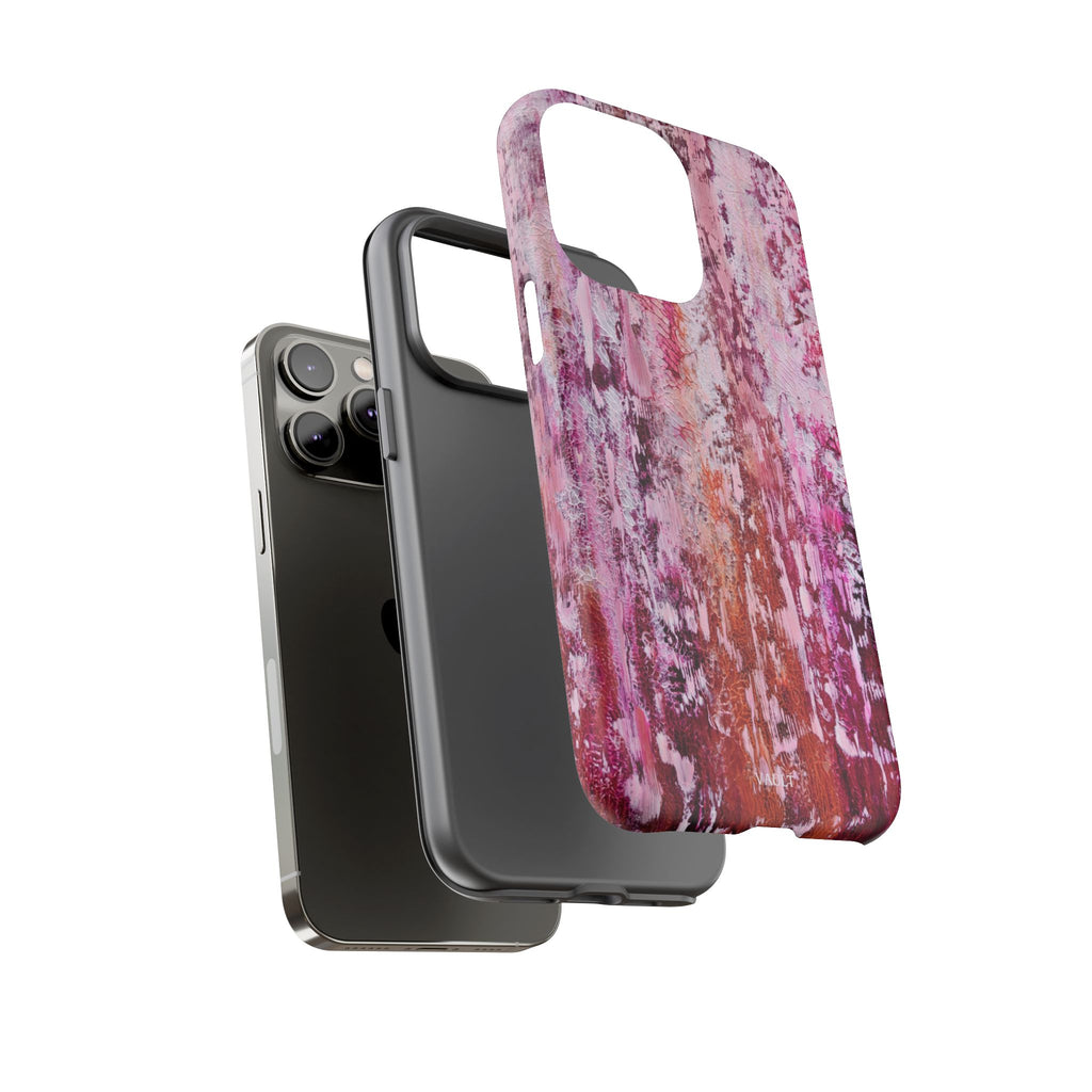 Pink Abstract Art Tough Phone Case — Protective Artistic Phone Cover