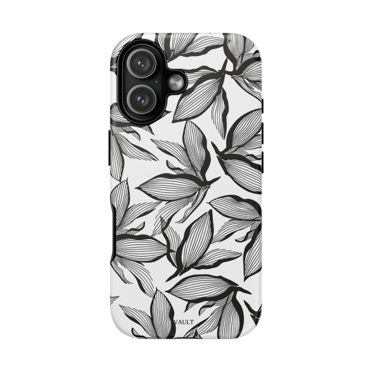 Floral Leaves Tough Phone Case – Black & White Botanical Protection