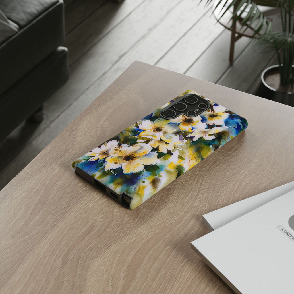 Floral Watercolor Tough Case – Yellow White Blossom Phone Cover