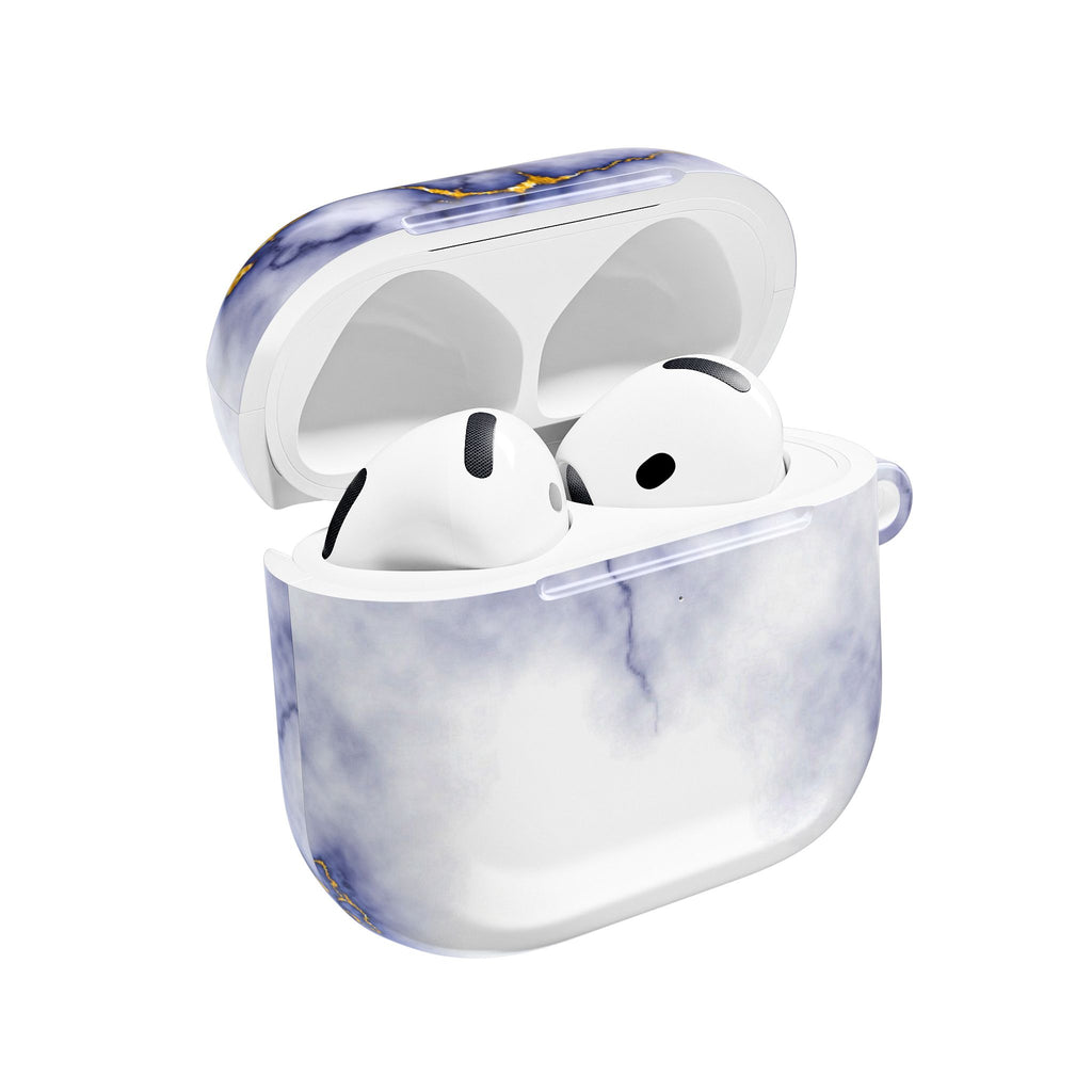 Marble Purple AirPod Case with Gold Veining — Elegant Protective Cover