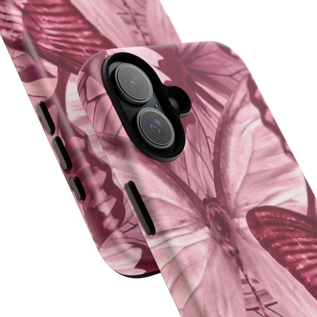 Butterfly Tough Phone Case — Vintage Pink Floral Protective Cover