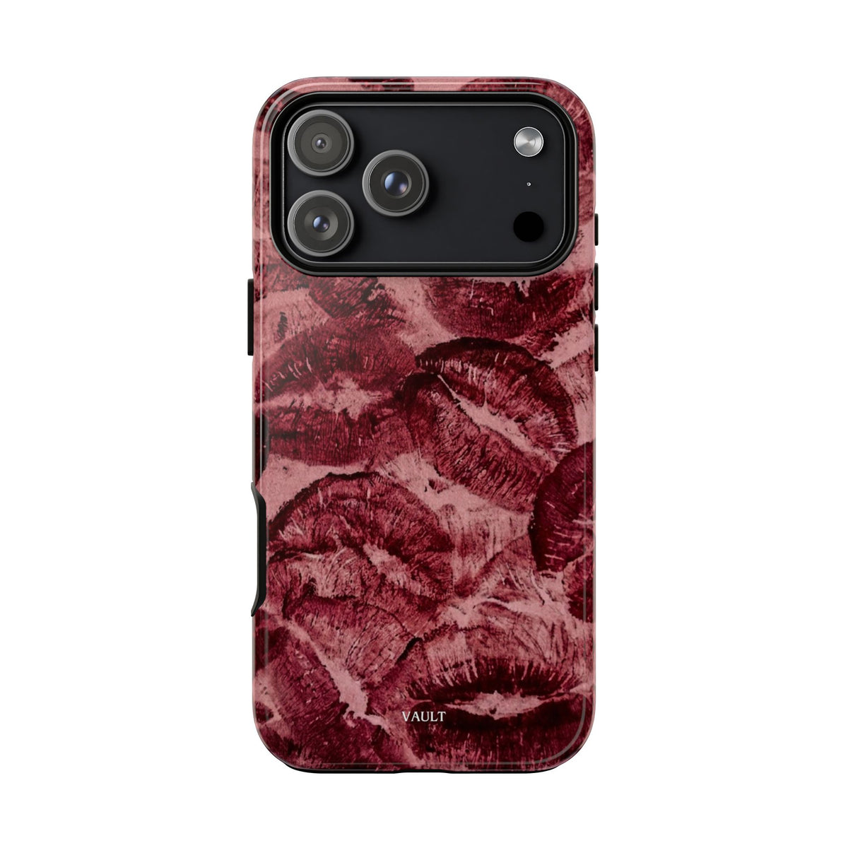 Kiss Print Phone Case – Burgundy Lip Pattern Protective Phone Cover