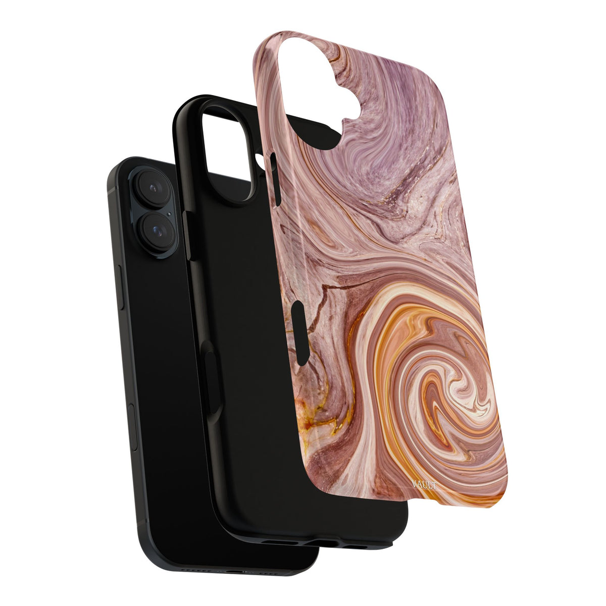 Marble Swirl Phone Case — Pink & Gold Abstract Tough Case