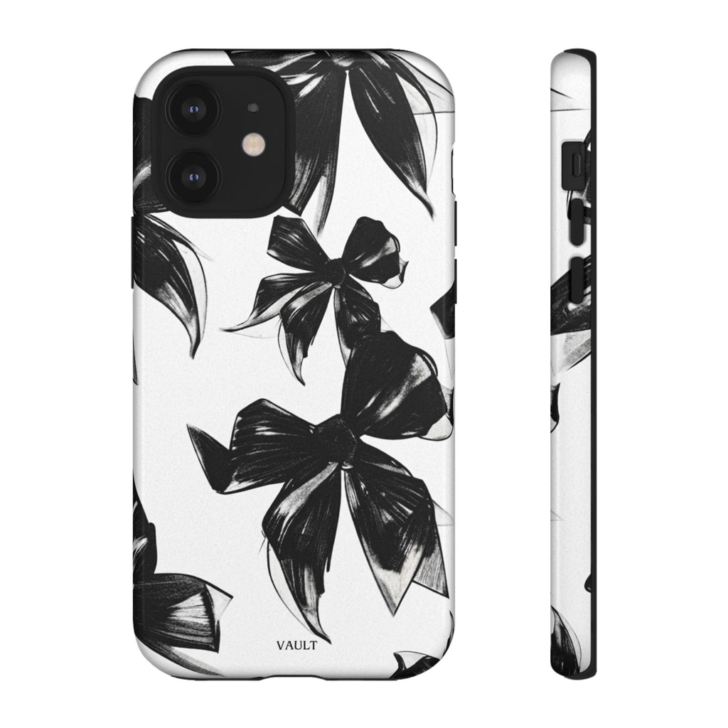 Floral Brushstroke Phone Case — Black & White Botanical Tough Case