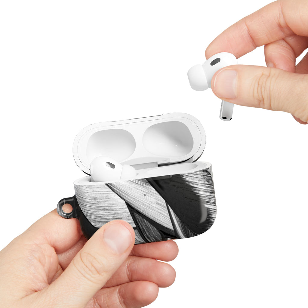 AirPod Case — Monochrome Tropical Leaf Protective Cover