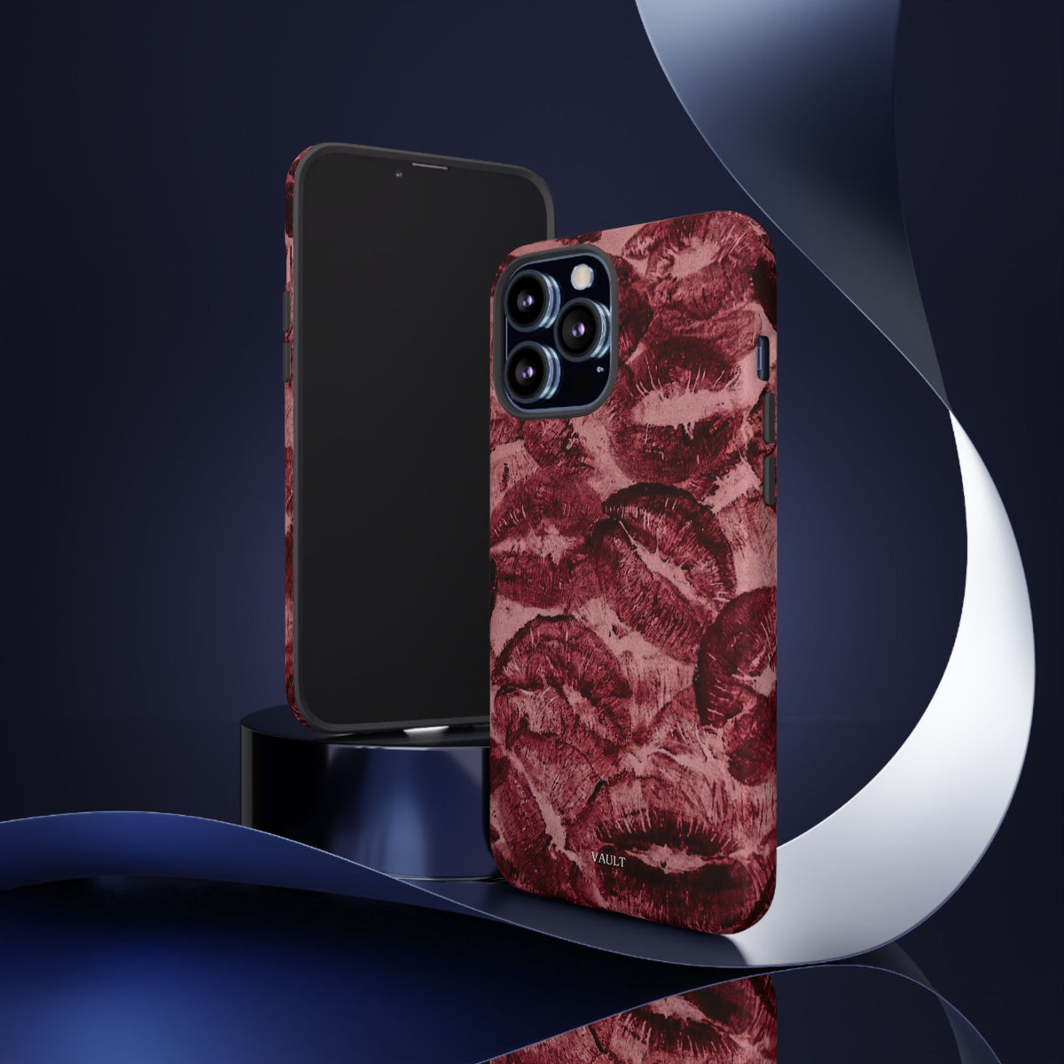 Kiss Print Phone Case – Burgundy Lip Pattern Protective Phone Cover