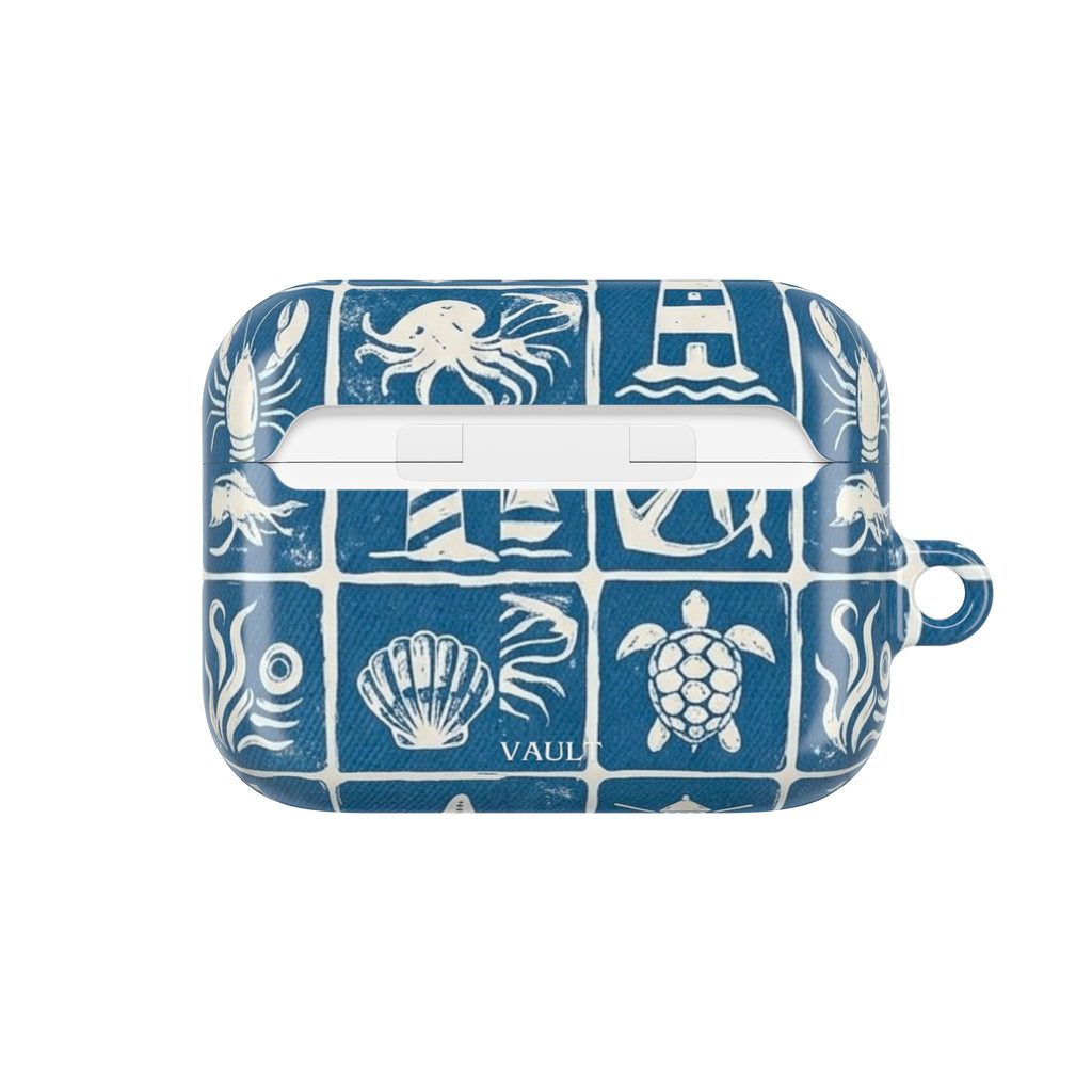 Nautical Tile AirPod Case — Coastal Lighthouse & Sea Creatures Silicone Cover